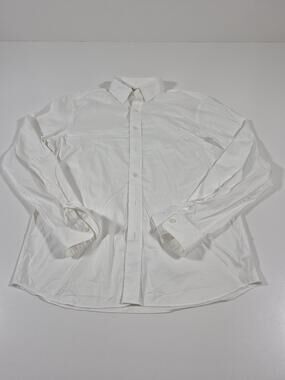 Faherty Reserve Dress Shirt Mens M White Solid Movement Stretch Long Sleeve
